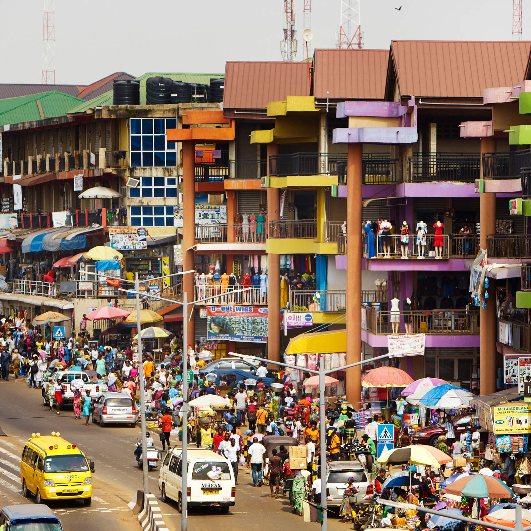 Kumasi Ghana Aerial View Of The Buildings Of Kumasi Ghana